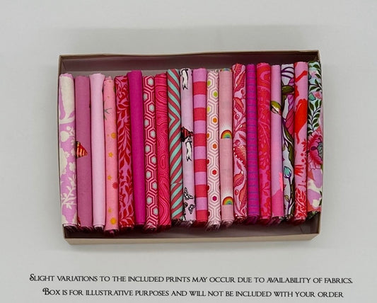 New Arrival: Curated Fat Quarters  Tula Pink Pink Bundle of 20 - Quilt Shop Quality Cotton Fabric