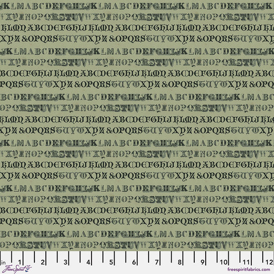 Tim Holtz Eclectic Element Palette Typography Green PWTH264.GREEN Cotton Woven Fabric