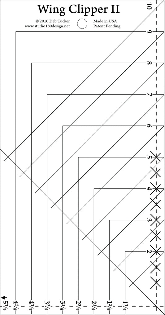 Deb Tucker's Studio 180  Wing Clipper II Clear Acrylic Ruler UDT08