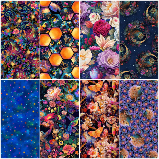 Night Garden Digital by JT Stewart_Duirwagh Studios  Fat Quarter Bundle of 8 Prints Bundle