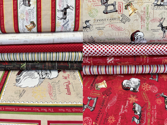 North Pole Express by Pela Studio Writing Red NPEX4764-R Cotton Woven Fabric