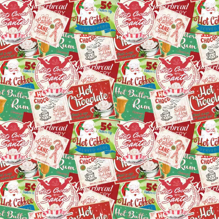Preorder July 2026: Letters to Santa Multi Vintage Labels 19010204-01 by Camelot Fabrics