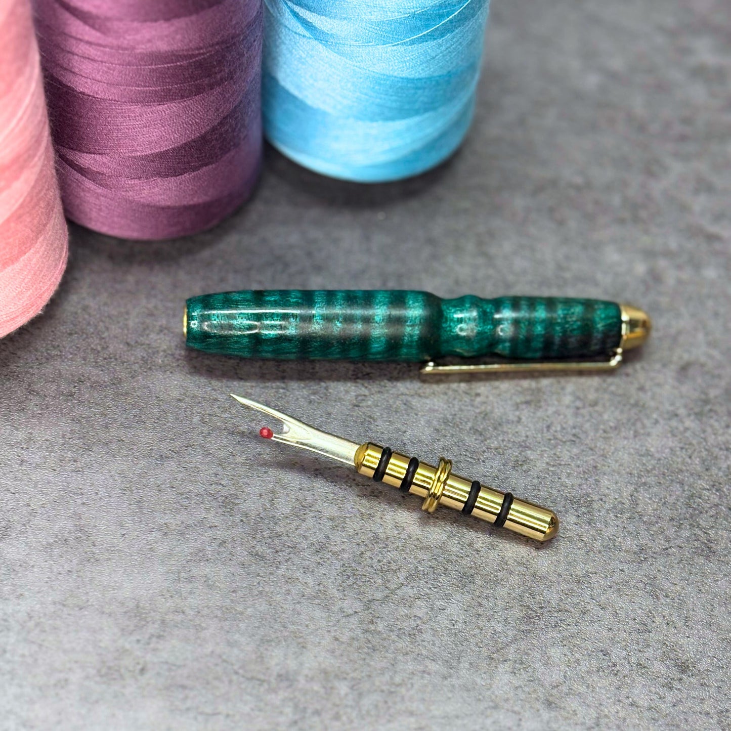 Seam Ripper Teal Gold by Fetch Woodcrafts