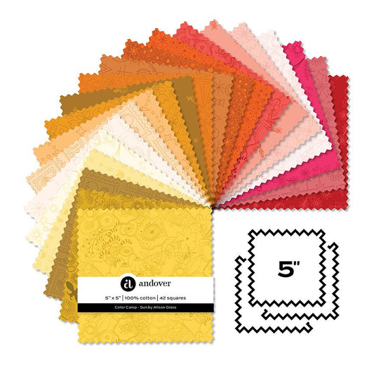 Preorder September 2026: Color Camp Sun 5" Charm of 42 Pieces 5-COLCS-42 by Alison Glass