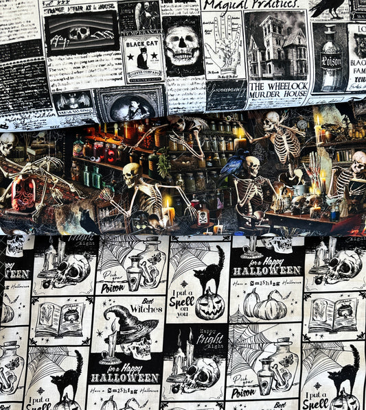 Wicked Time Newspaper White    CD1825-WHITE Cotton Woven Fabric