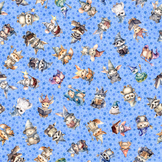 Lil' Wizards by Morris Creative Group Wizard Toss Blue 30551B Cotton Woven Fabric