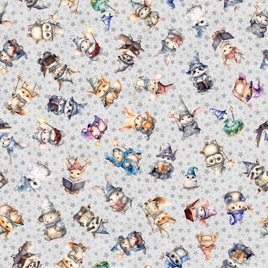 Lil' Wizards by Morris Creative Group Wizard Toss Gray 30551K Cotton Woven Fabric