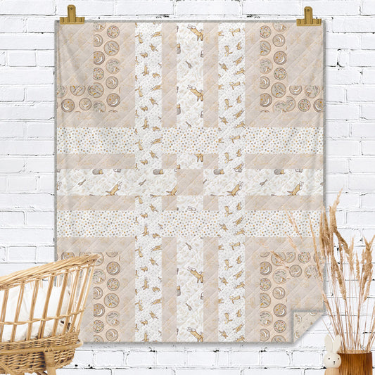 PREORDER ITEM - EXPECTED AUGUST 2024: Licensed Guess How Much I Love You 2024 Woven by Cluck Cluck Sew Neutral Quilt Kit Pattern Included
