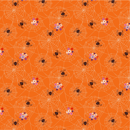 Preorder April 2027: Spooky Estate Cobwebs Orange 55865-3 by Katherine Quinn