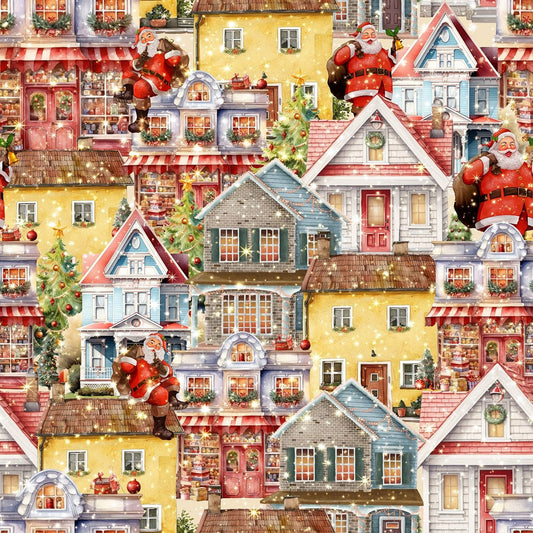 Preorder July 2026: Santa's Village Christmas Village 5098-08 by KK Fabrics