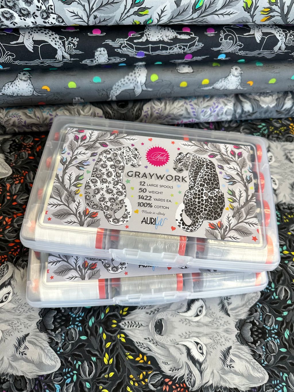 Tula Pink Graywork Thread Large Spool Set of 12 100% Cotton 50 wtTP50GW12