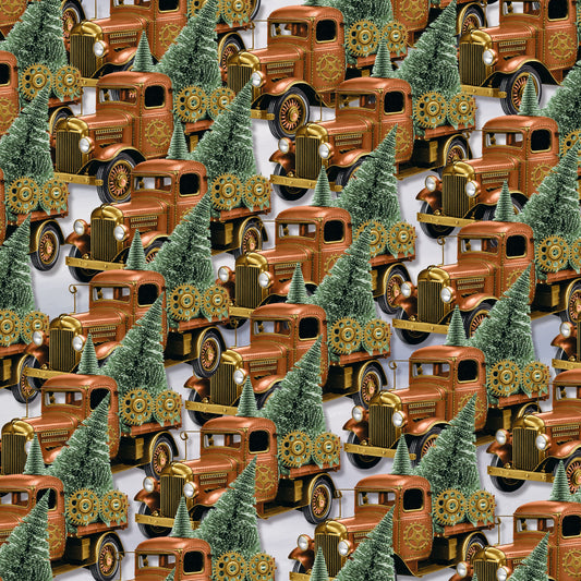 Preorder July 2026: Gears and Garland Steampunk Truck With Christmas Trees Copper 4828-35 Urban Essence Designs
