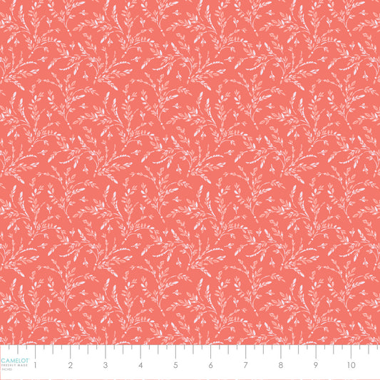 PREORDER ITEM - EXPECTED DECEMBER 2024: Daphne Airy Botanical Coral    21231305-03 Cotton Woven Fabric