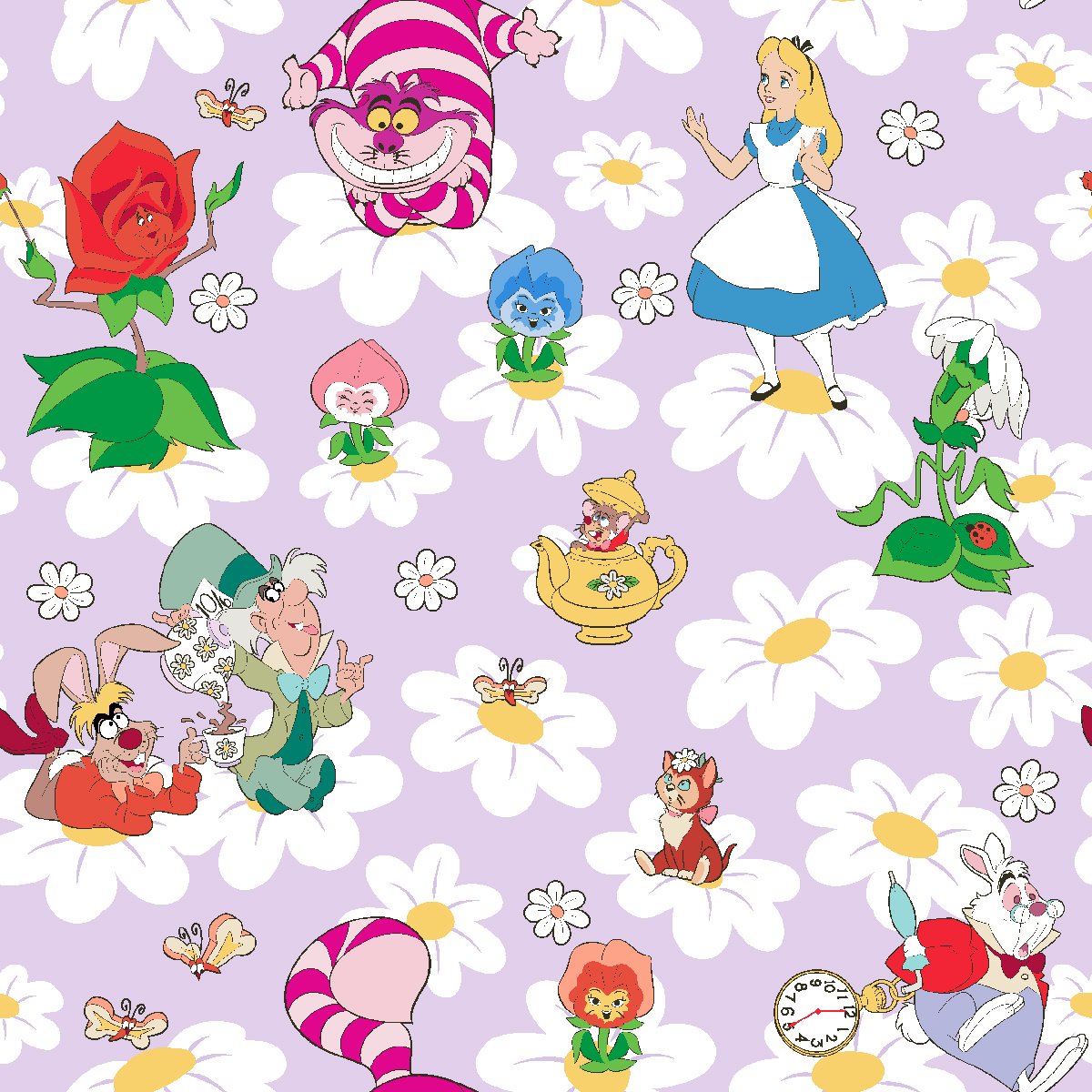 Licensed Prints Alice and Friends Among Daisies 80145-A62078 Cotton Wo ...