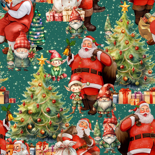 Preorder July 2026: Santa's Village Merryfolk Green 5098-11 by KK Fabrics