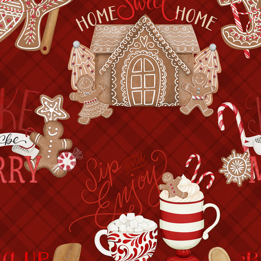 PREORDER ITEM: Baking Up Joy by Danielle Leone Baking Joy All Over Red    27705-321 Cotton Woven Fabric