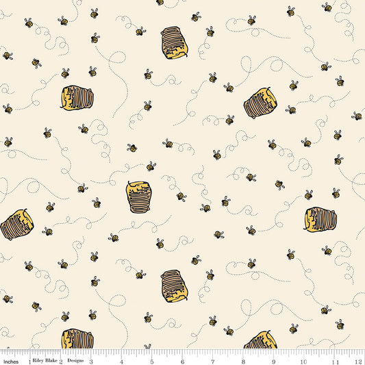 PREORDER ITEM - EXPECTED NOVEMBER 2025: Winnie the Pooh by Echo Park Paper Co Bees Cream C17004-CREAM Cotton Woven Fabric