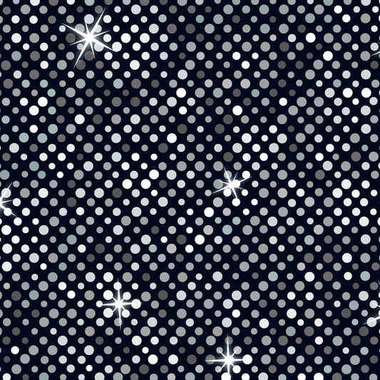 Disco Big Glitter Black and Gray with Silver Metallic A841.3 Cotton Woven Fabric