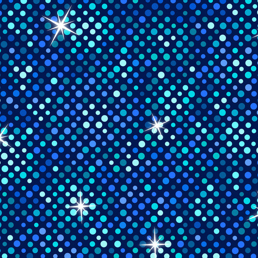 Disco Big Glitter Blue with Silver Metallics A841.1 Cotton Woven Fabric