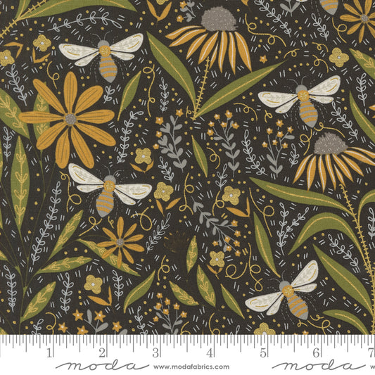 PREORDER ITEM - EXPECTED MARCH 2025: Bee Garden by Gingiber Black Metallic    48410.21M Cotton Woven Fabric