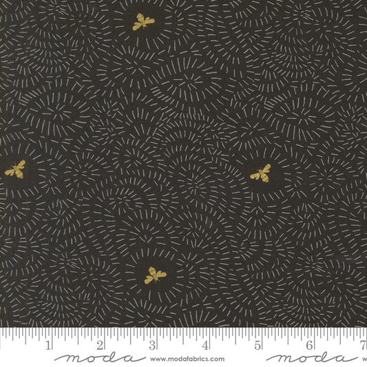 PREORDER ITEM - EXPECTED MARCH 2025: Bee Garden by Gingiber Black Metallic    48415.21M Cotton Woven Fabric