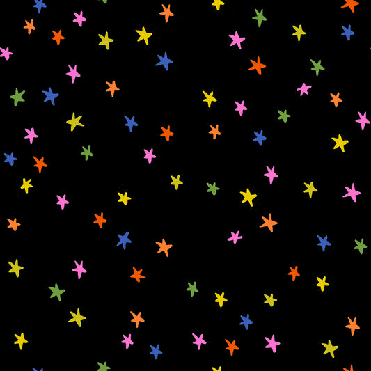 Starry by Alexia Marcelle Abegg of Ruby Star Society Black Vivid Rainbow    RS4109.63 Cotton Woven Fabric