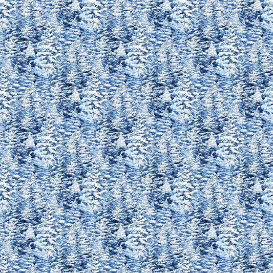 All That Glitters by Simon Treadwell Trees Blue    27042G-42 Cotton Woven Fabric