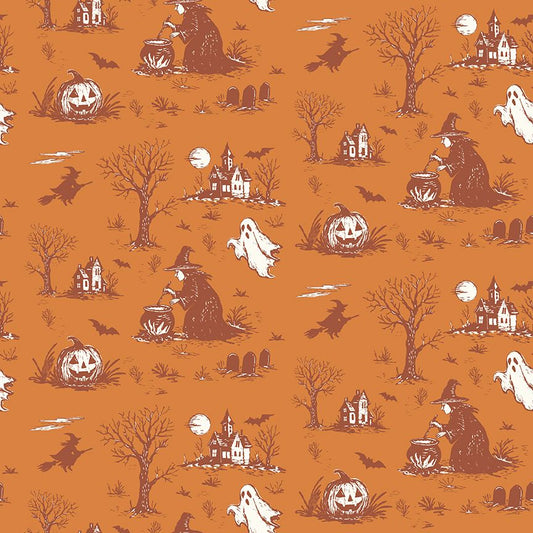 Preorder Apr 2027: Cobweb Cottage Halloween Toile Orange C19080-ORANGE
