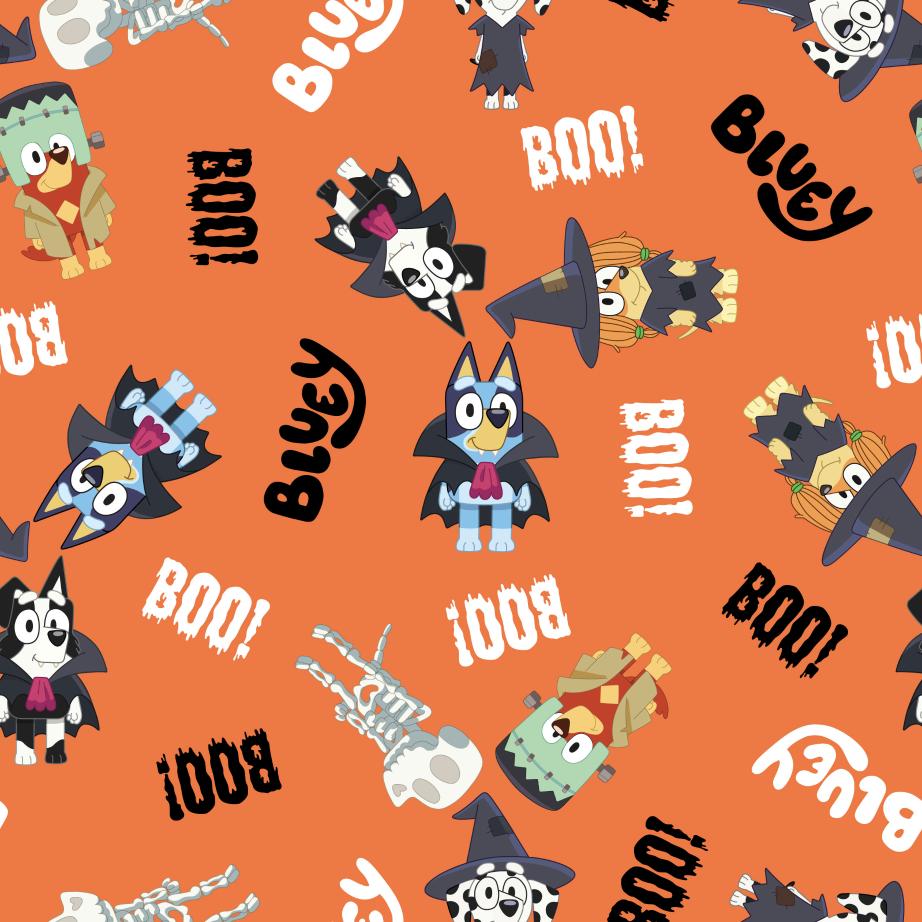 Licensed Seasonal Boo Bluey Orange 80694-A62078 Cotton Woven Fabric ...