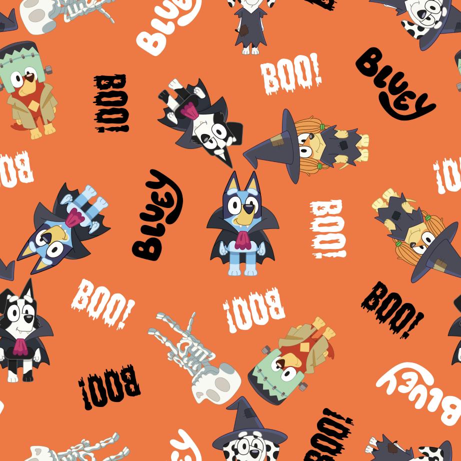 Licensed Seasonal  Boo Bluey Orange     80694-A62078 Cotton Woven Fabric