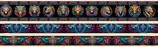 PREORDER ITEM - EXPECTED AUGUST 2025: Dragon’s Song by Morris Creative Group Border Stripe    31152X Cotton Woven Fabric
