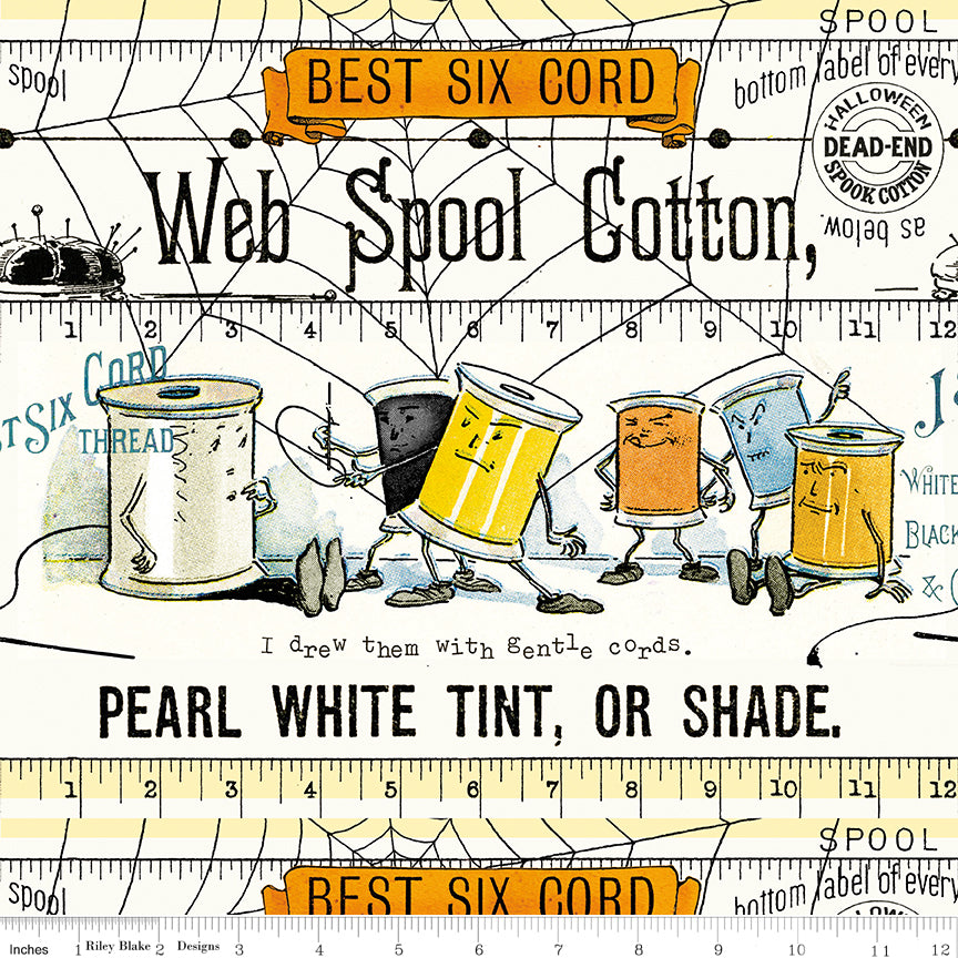 PREORDER ITEM - EXPECTED APRIL 2026: Scary Scraps by J. Wecker Frisch Border Stripe    CD17602-WHITE Cotton Woven Fabric