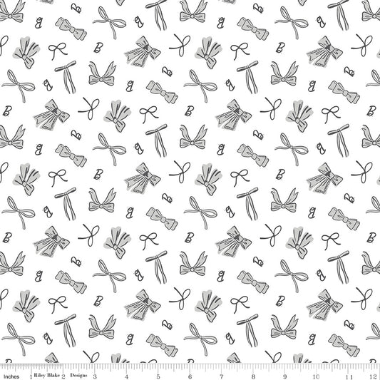PREORDER ITEM - EXPECTED NOVEMBER 2025: Licensed Barbie Vintage Bows C16893-WHITE Cotton Woven Fabric