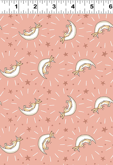 New Arrival: Licensed Guess How Much I Love You 2024 Bunny Moons Coral  Cotton Flannel Fabric  Y4253-39 Cotton Flannel