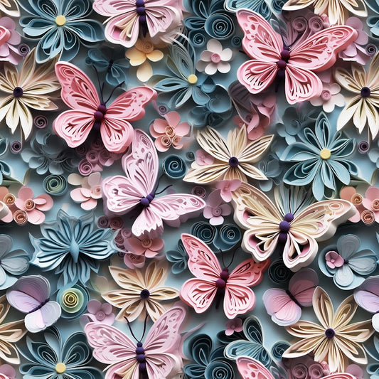 PREORDER ITEM - EXPECTED MARCH 2026: Another Dimension by Funny Girl Digital Butterflies and Flowers Slate    8679S-79 Cotton Woven Fabric