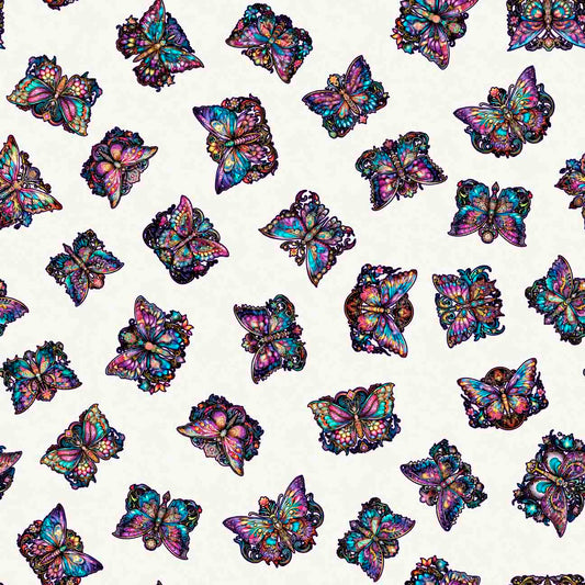 Night Flight by Morris Creative Group Butterfly Toss Beige 30753E Cotton Woven Fabric