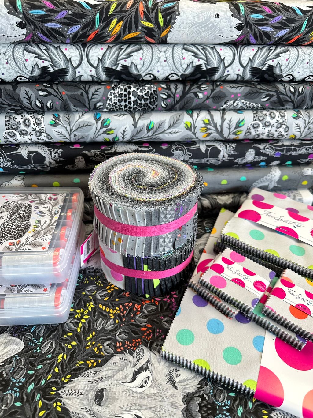 Tula Pink Graywork True Colors 2.5" Mini Charm Bundle of 42 FB18MCTP.GRAYWORK Bundle