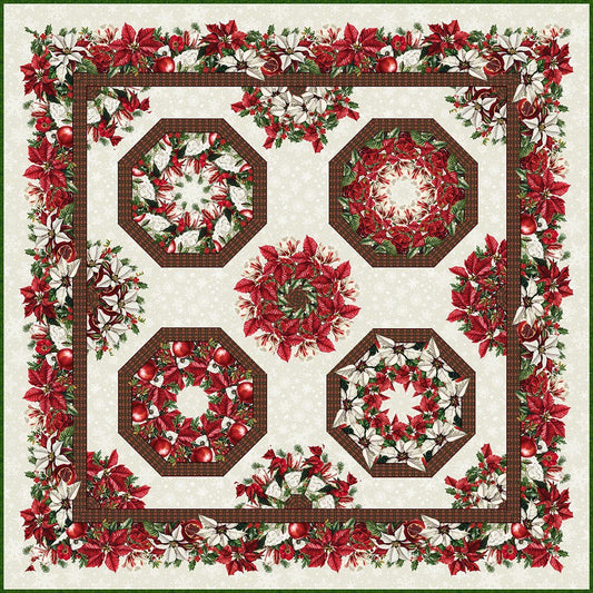 Preorder May 2026: Winter Enchantment by Jason Yenter Kaleidoscope Quilt Kit Cream size 62" x 62"