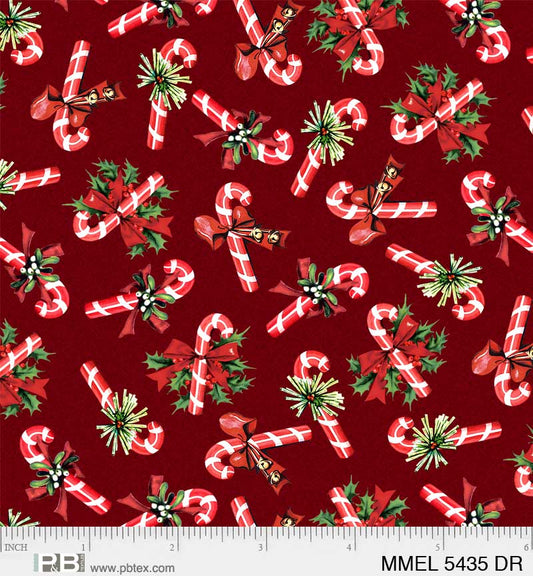 PREORDER ITEM- EXPECTED JUNE 2024: Merry Melody by Lesa Marino Candy Canes Tossed    MMEL5435DR Cotton Woven Fabric