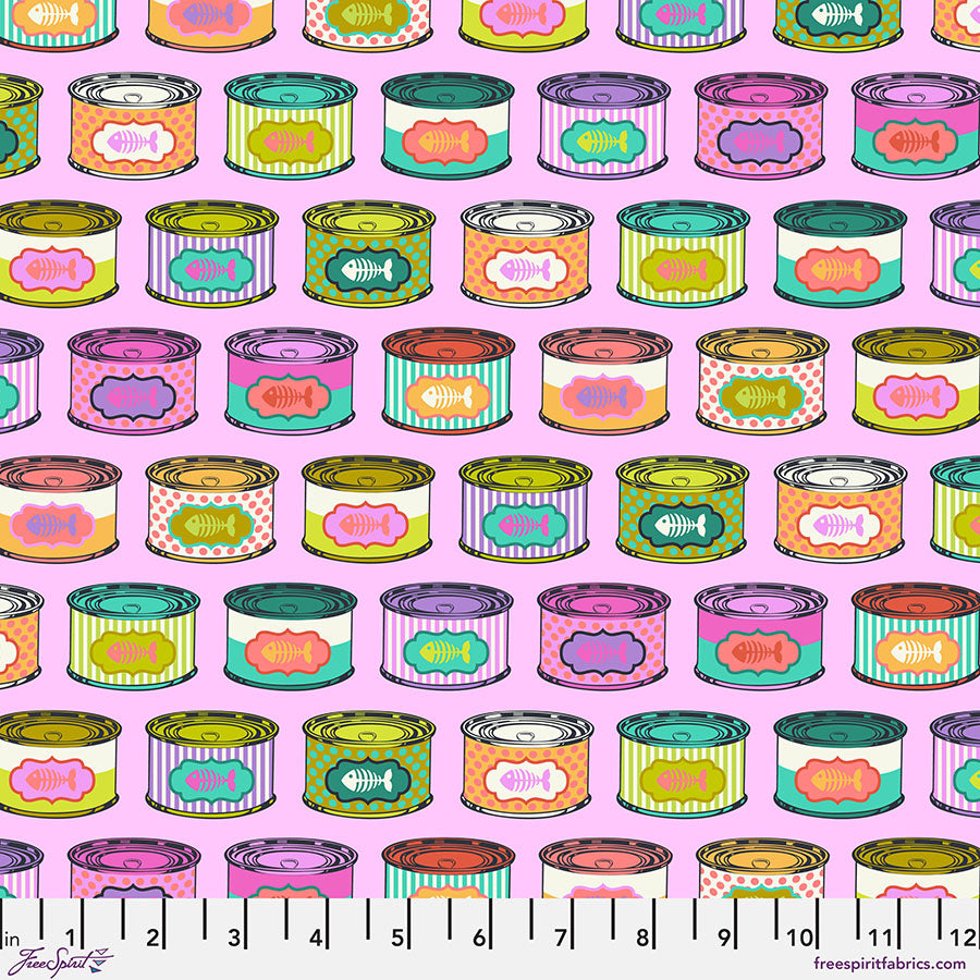 Tula Pink Tabby Road DeJa Vu Cat Snacks Electroberry    PWTP094.ELECTROBERRY Cotton Woven Fabric