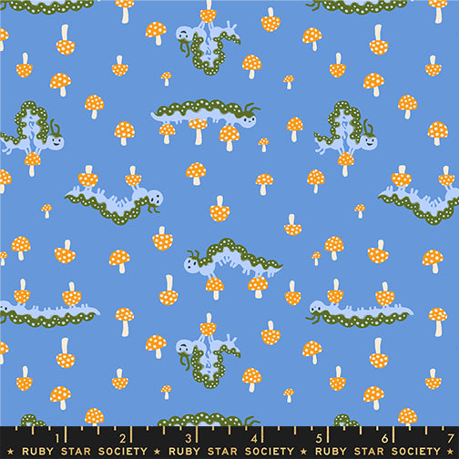 PREORDER ITEM - EXPECTED OCTOBER 2025: Hello Alice by Sarah Watts of Ruby Star Society Caterpillar Lindley Blue    RS2127.12 Cotton Woven Fabric