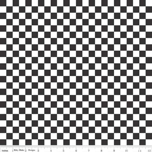 Besties by Corinne Wells Checks Charcoal    C15813-CHARCOAL Cotton Woven Fabric