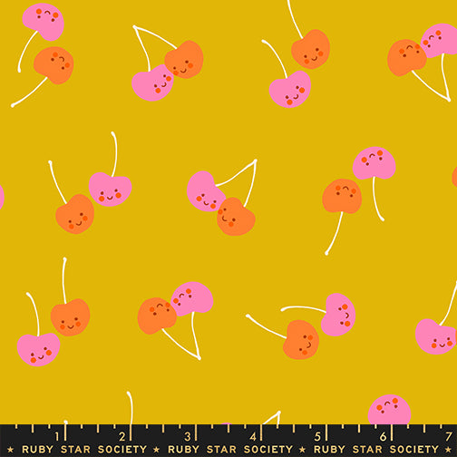 PREORDER ITEM EXPECTED IN FEBRUARY 2026: Trinketry by Melody Miller of Ruby Star Society Cherry Friends Goldenrod    RS0112.12 Cotton Woven Fabric