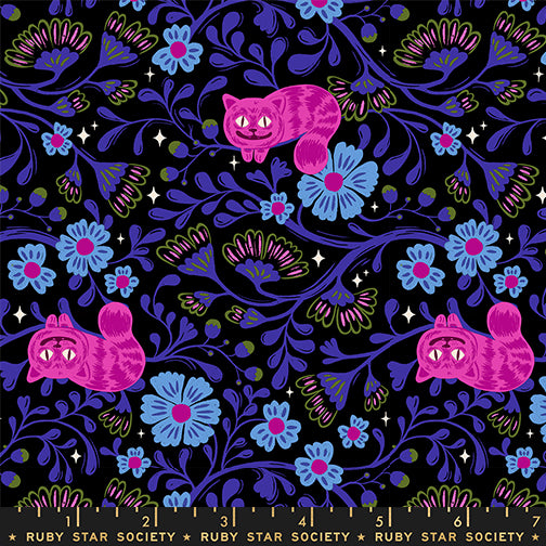 PREORDER ITEM - EXPECTED OCTOBER 2025: Hello Alice by Sarah Watts of Ruby Star Society Cheshire Black    RS2123.14 Cotton Woven Fabric