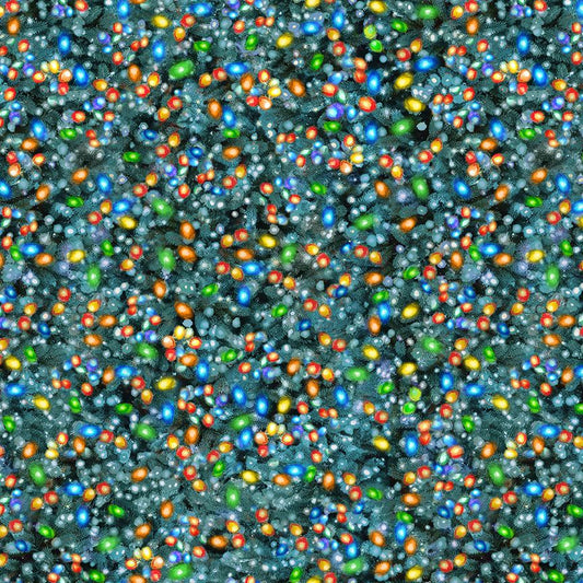 Christmas Eve by Dona Gelsinger Christmas Lights Multi Green DONA-CD3375-GREEN Cotton Woven Fabric