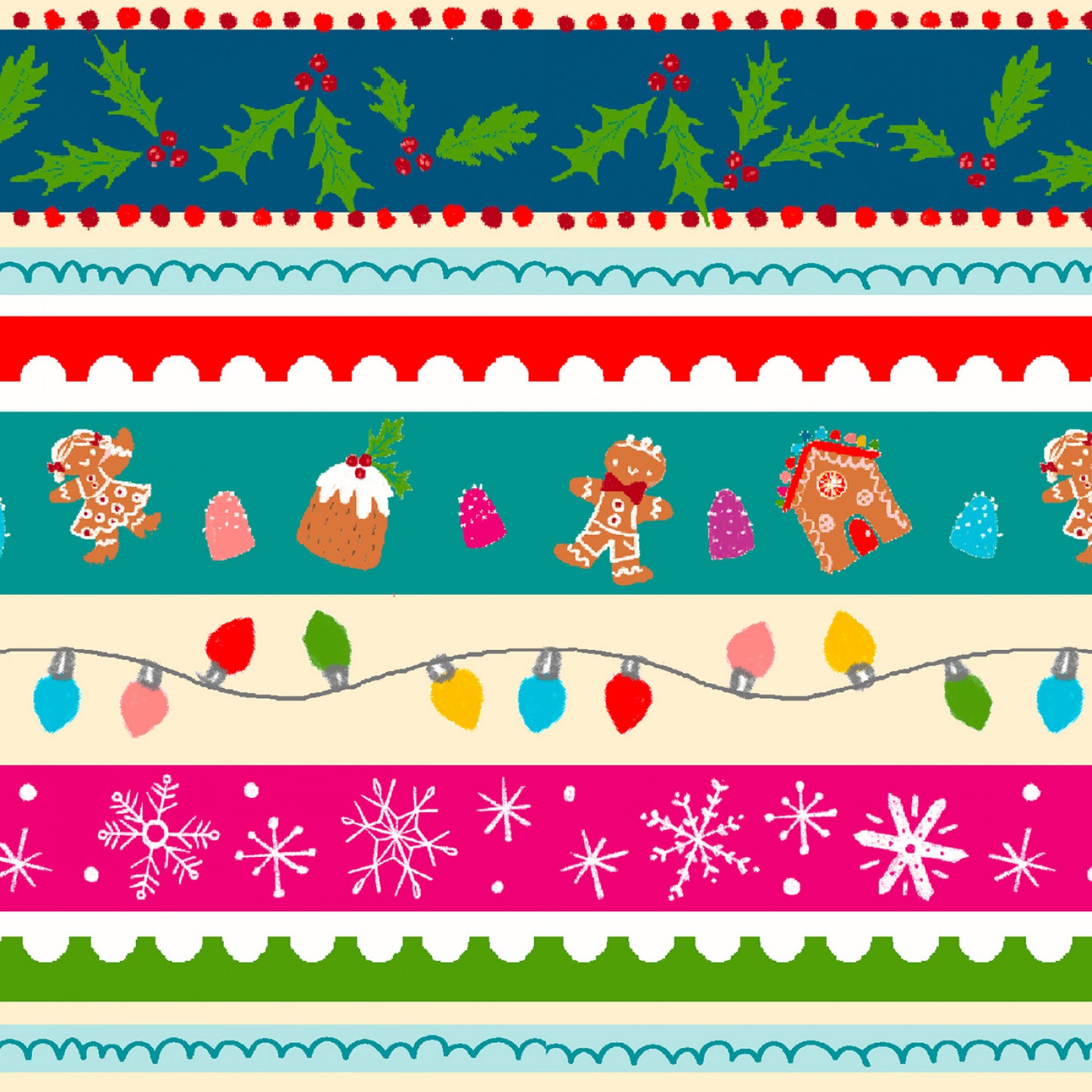 PREORDER ITEM - EXPECTED JUNE 2025: Holidazzle by Emiko Rainbow Collection Christmas Stripe Multi    23774-MLT Cotton Woven Fabric