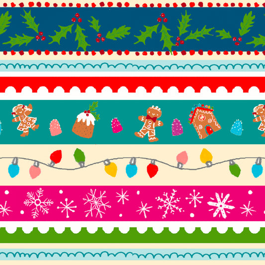 PREORDER ITEM - EXPECTED JUNE 2025: Holidazzle by Emiko Rainbow Collection Christmas Stripe Multi    23774-MLT Cotton Woven Fabric