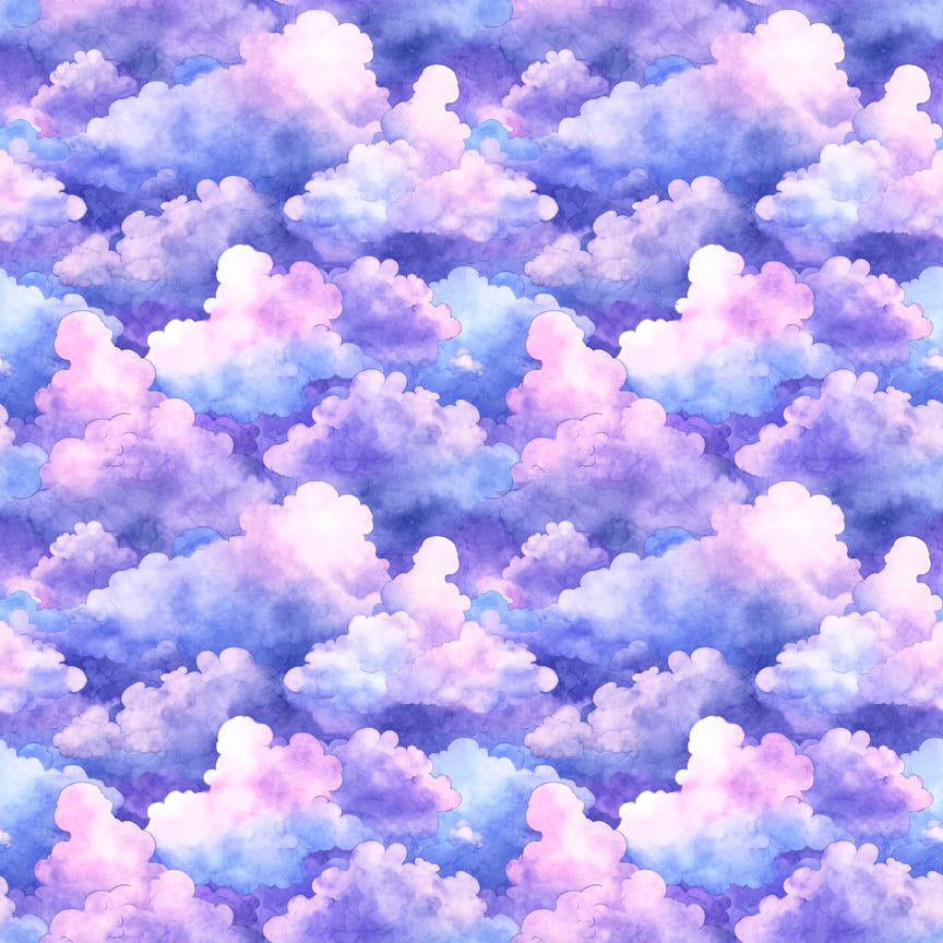 Lil' Wizards by Morris Creative Group Clouds Lavender    30553L Cotton Woven Fabric