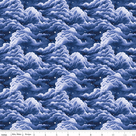 Celtic Cats by Brigid Ashwood Collection Clouds Navy CD16581-NAVY Cotton Woven Fabric