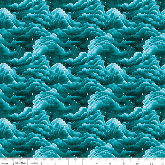 Celtic Cats by Brigid Ashwood Collection Clouds Teal CD16581-TEAL Cotton Woven Fabric